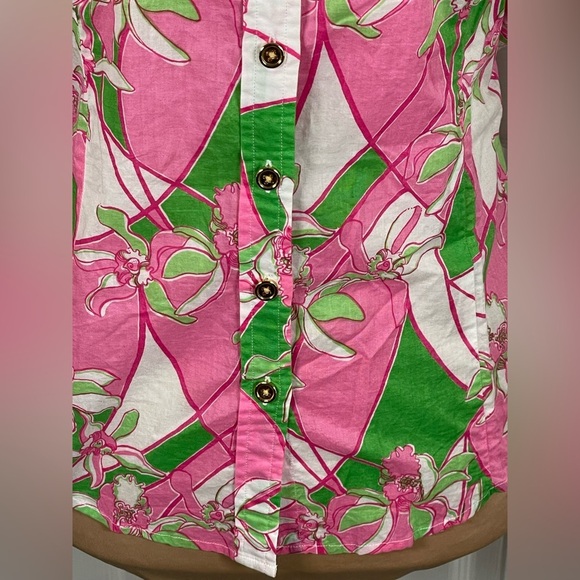 Lilly Pulitzer Floral Pink 🌸 and Green Women's Top Size 4 - Picture 4 of 8